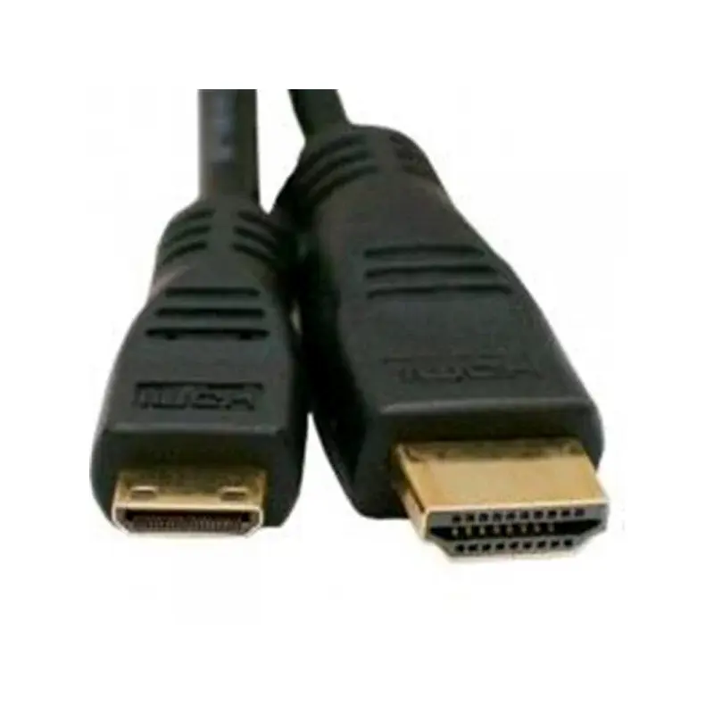 Кабель HDMI-C (mini) підключений до камери та телевізора, демонструючи підключення компактних пристроїв для передачі відео високої роздільної здатності.